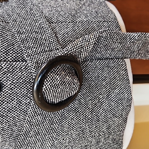 JONES NEW YORK BLAZER 4P SIGNATURE PETITE BLACK WHITE BUTTONS BELT COAT - Picture 5 of 10